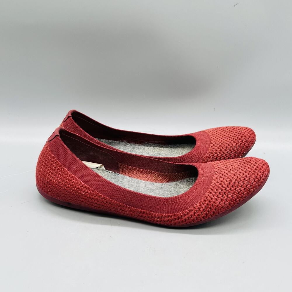 Allbirds Shoes Womens 6.5 Red Knit Tree Breezer Ballet Flats Slip On Comfort